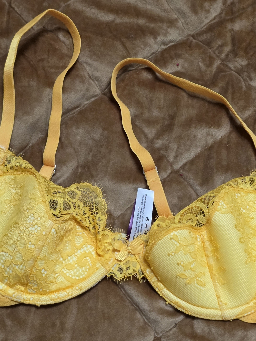 Adore Me Yellow Lace Underwire Bra
